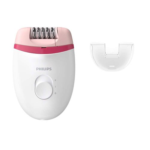 Philips Corded Compact Epilator (White and Pink) for gentle hair removal at home