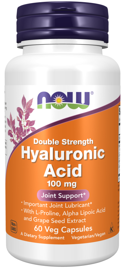NOW SUPPLEMENTS HYALURONIC ACID DOUBLE STRENTH 100mg 60Veggie Capsules