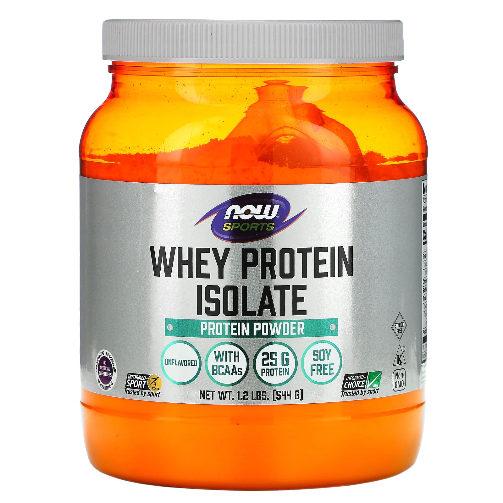 NOW SPORTS WHEY PROTEIN ISOLATE UNFLAVORED 544g